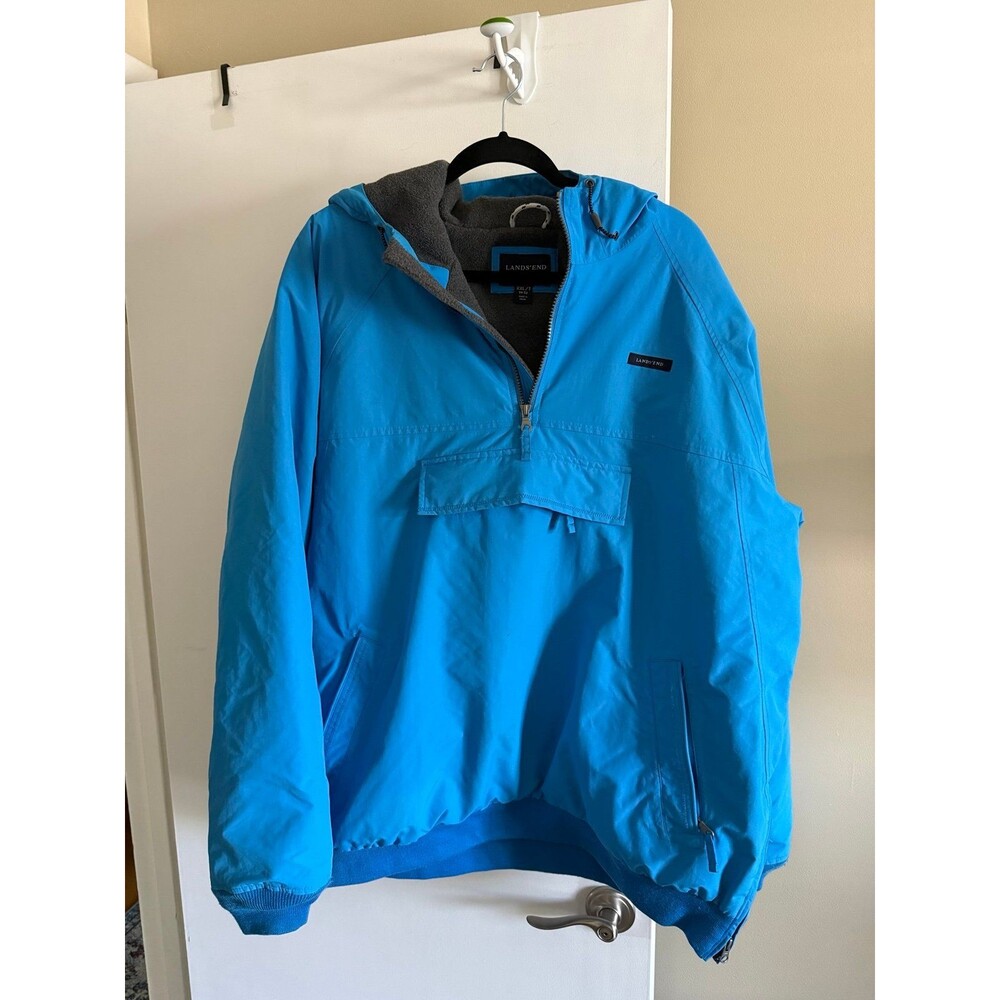 Lands' End The Squall XXL Tall 50-52 Blue Fleece Lined Pullover Jacket